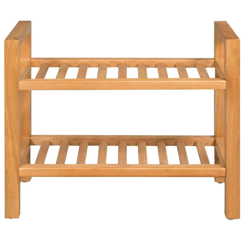 Shoe Rack with 2 Shelves 50x27x40 cm Solid Oak Wood 244208