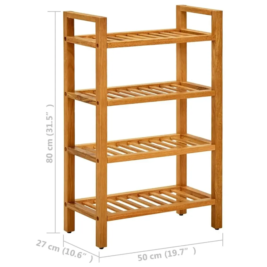 Shoe Rack with 4 Shelves 50x27x80 cm Solid Oak Wood 331746