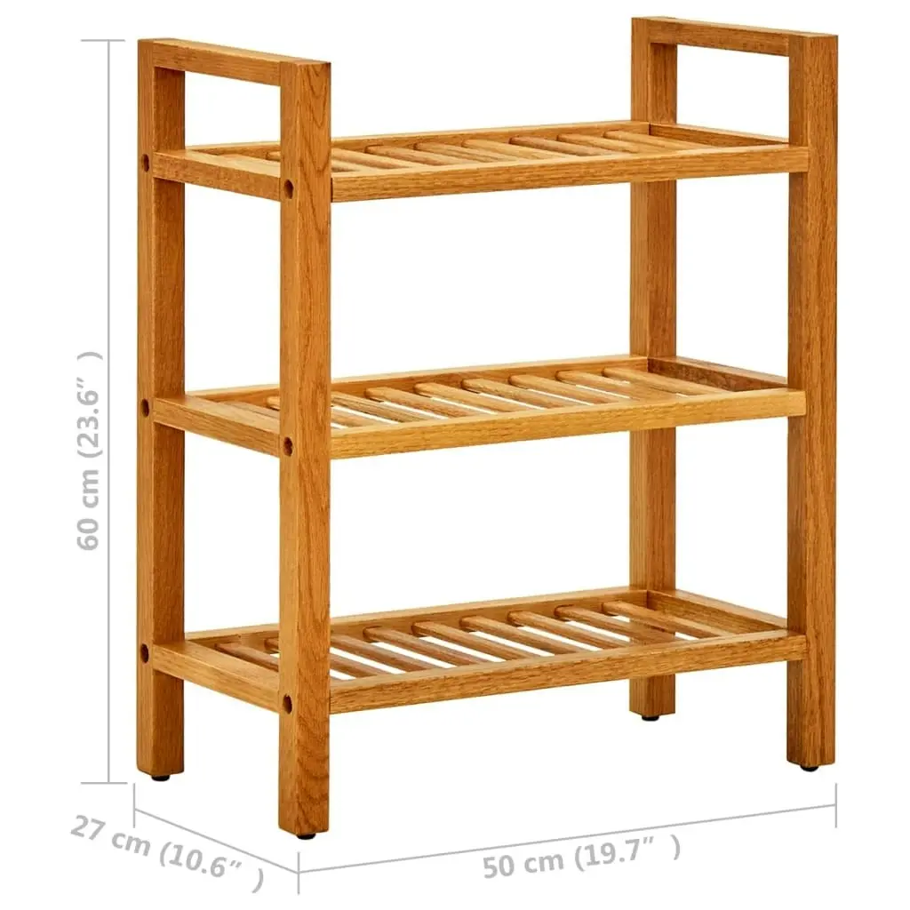 Shoe Rack with 3 Shelves 50x27x60 cm Solid Oak Wood 331745