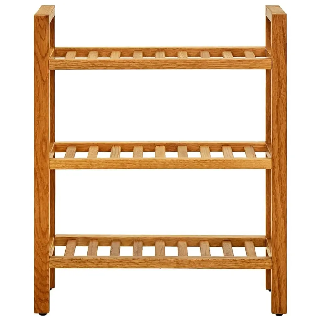 Shoe Rack with 3 Shelves 50x27x60 cm Solid Oak Wood 331745