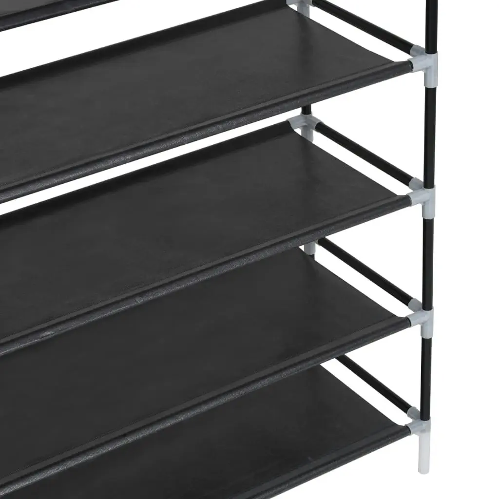 Shoe Rack with 10 Shelves Metal and Non-woven Fabric Black 245630