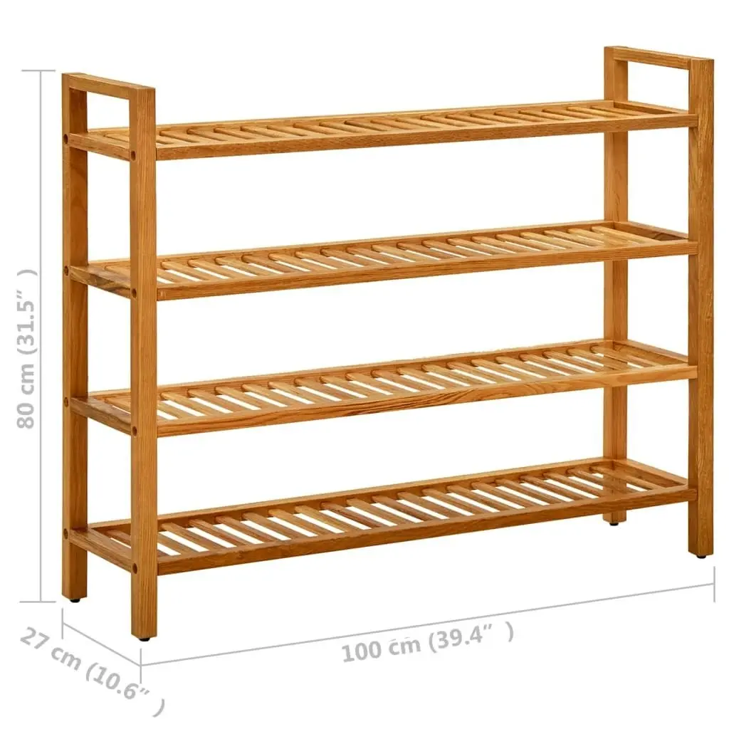 Shoe Rack with 4 Shelves 100x27x80 cm Solid Oak Wood 331750