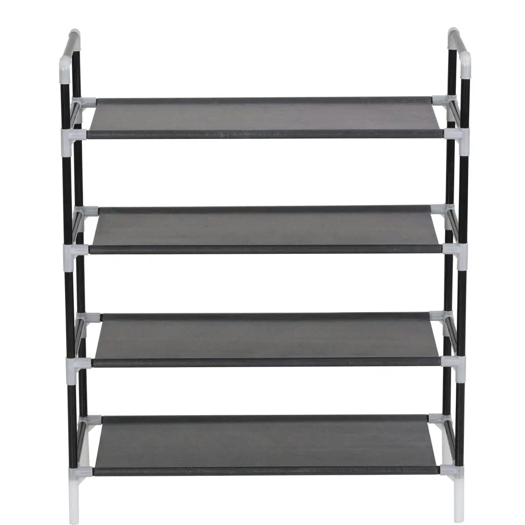 Shoe Rack with 4 Shelves Metal and Non-woven Fabric Black 245628