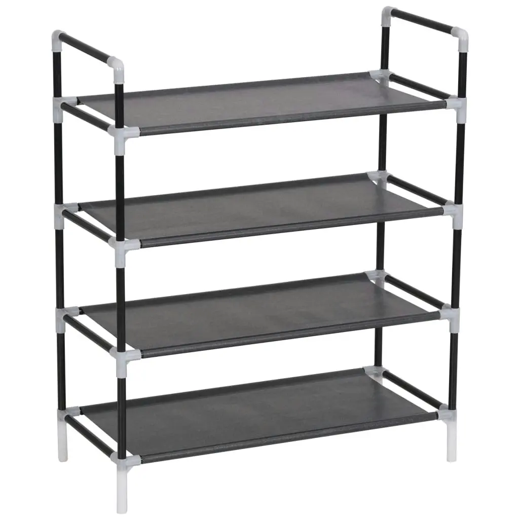 Shoe Rack with 4 Shelves Metal and Non-woven Fabric Black 245628