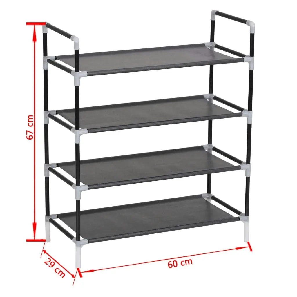 Shoe Rack with 4 Shelves Metal and Non-woven Fabric Black 245628