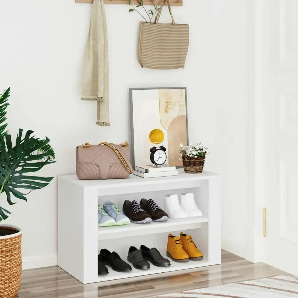 Shoe Rack White 75x35x45 cm Engineered Wood 816896