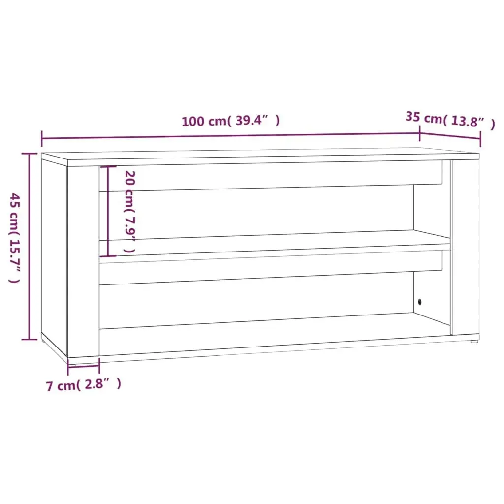 Shoe Rack Smoked Oak 100x35x45 cm Engineered Wood 816909