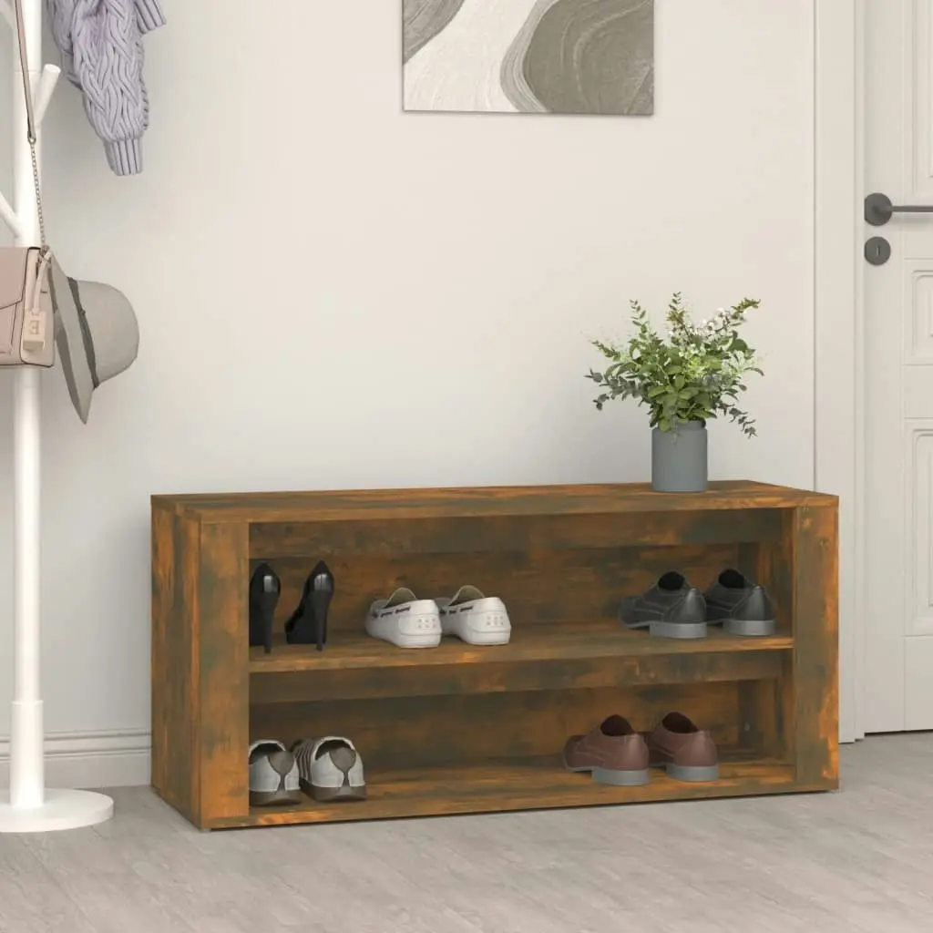 Shoe Rack Smoked Oak 100x35x45 cm Engineered Wood 816909