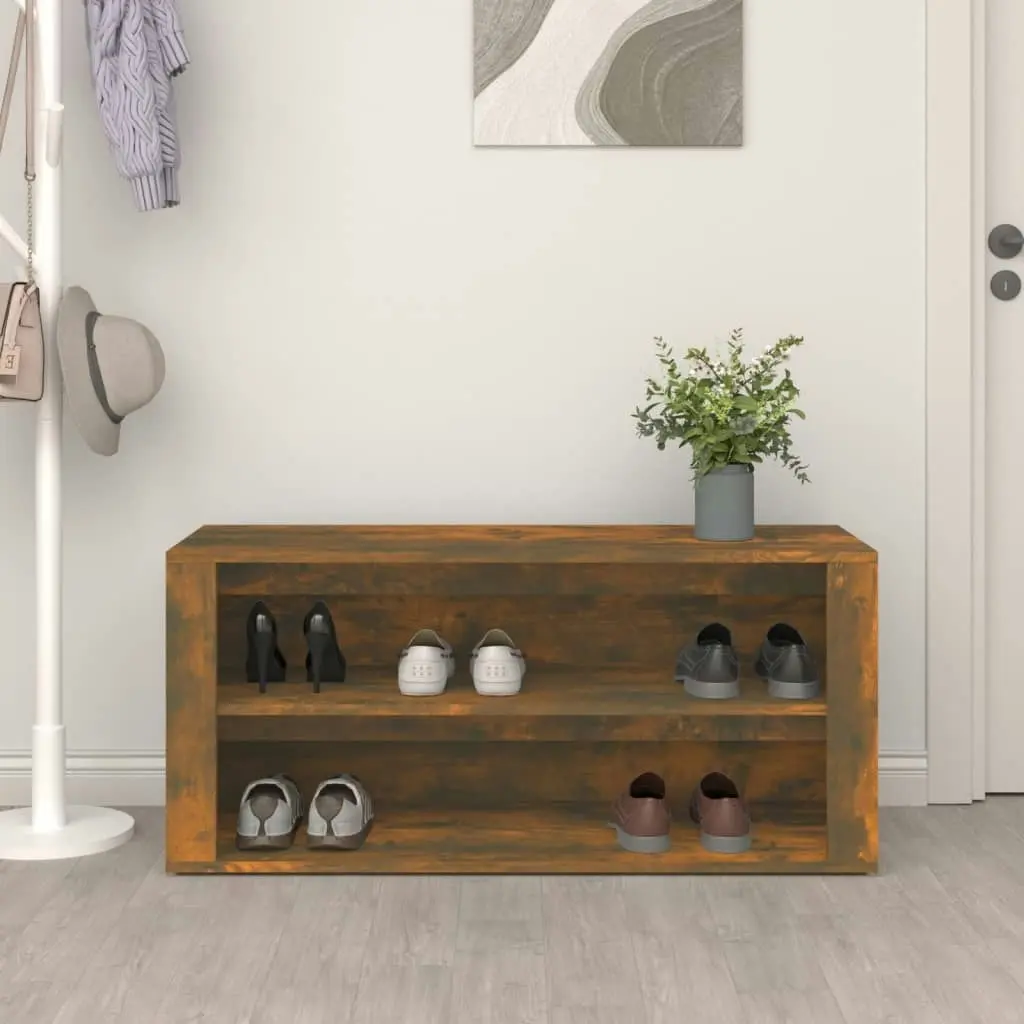 Shoe Rack Smoked Oak 100x35x45 cm Engineered Wood 816909