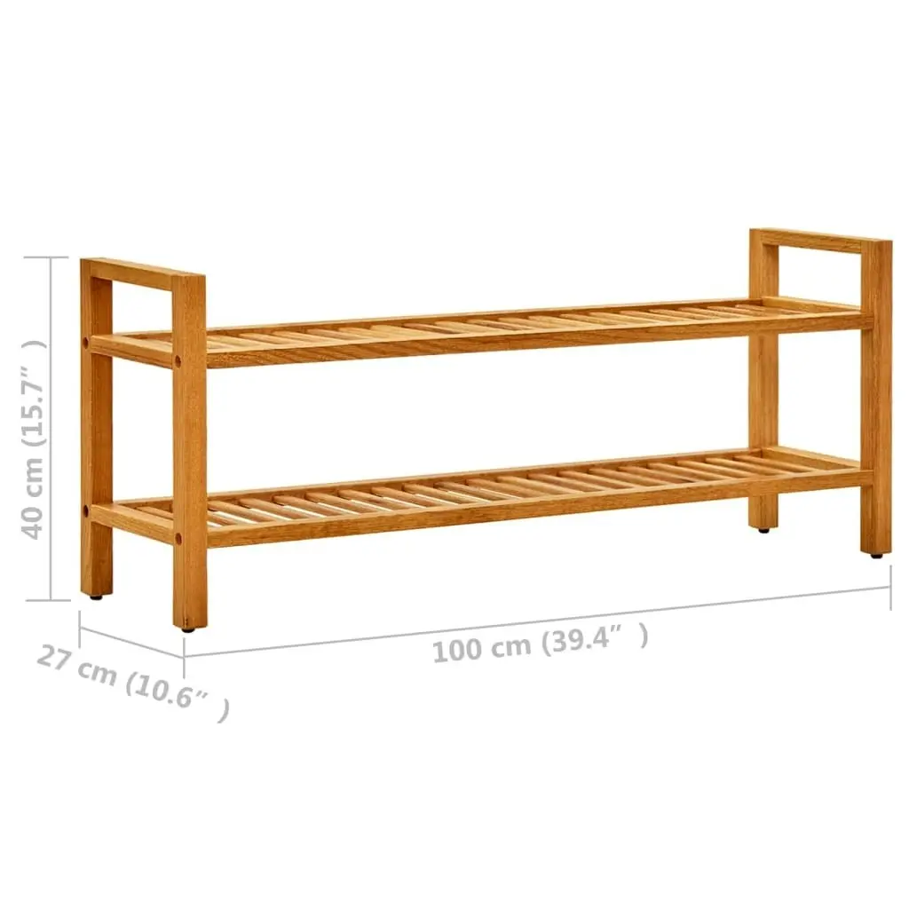 Shoe Rack with 2 Shelves 100x27x40 cm Solid Oak Wood 331748