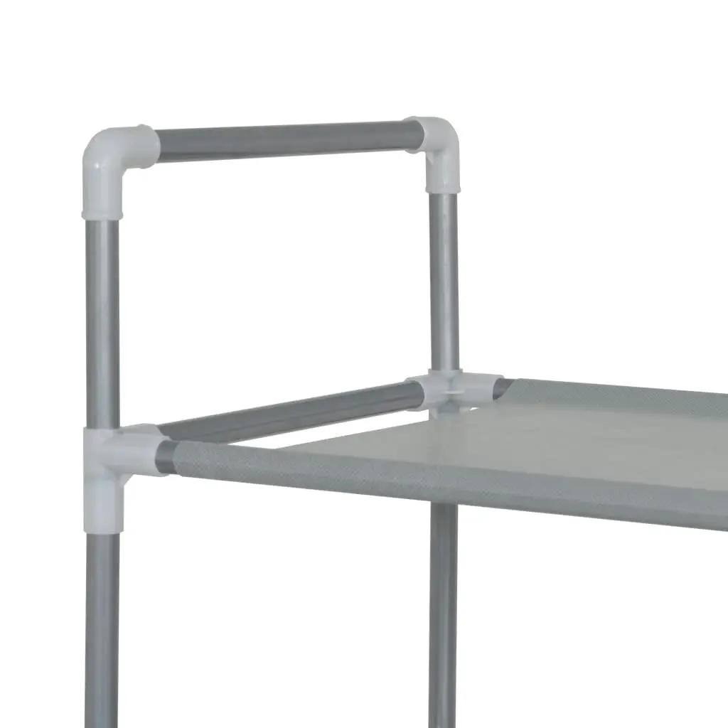 Shoe Rack with 10 Shelves Metal and Non-woven Fabric Silver 245631