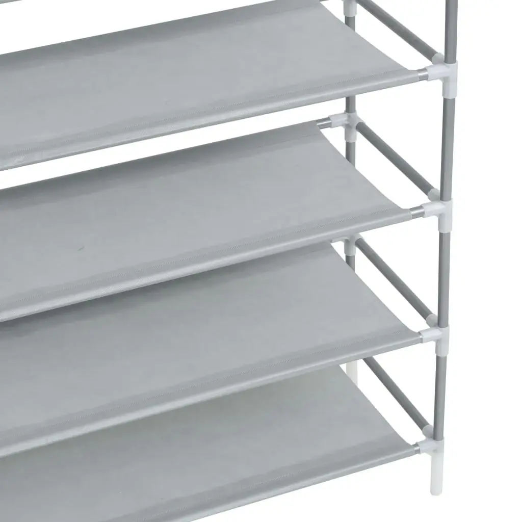 Shoe Rack with 10 Shelves Metal and Non-woven Fabric Silver 245631