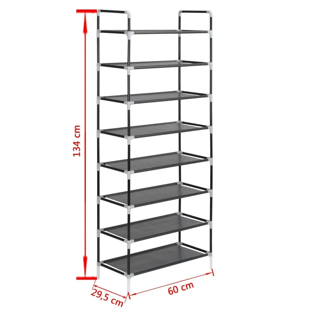 Shoe Rack with 8 Shelves Metal and Non-woven Fabric Black 245629