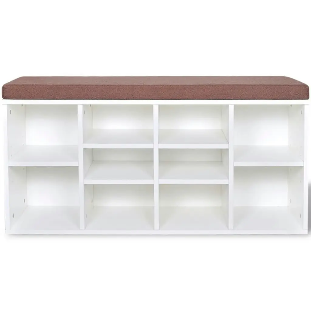 Shoe Storage Bench 10 Compartments White 242554