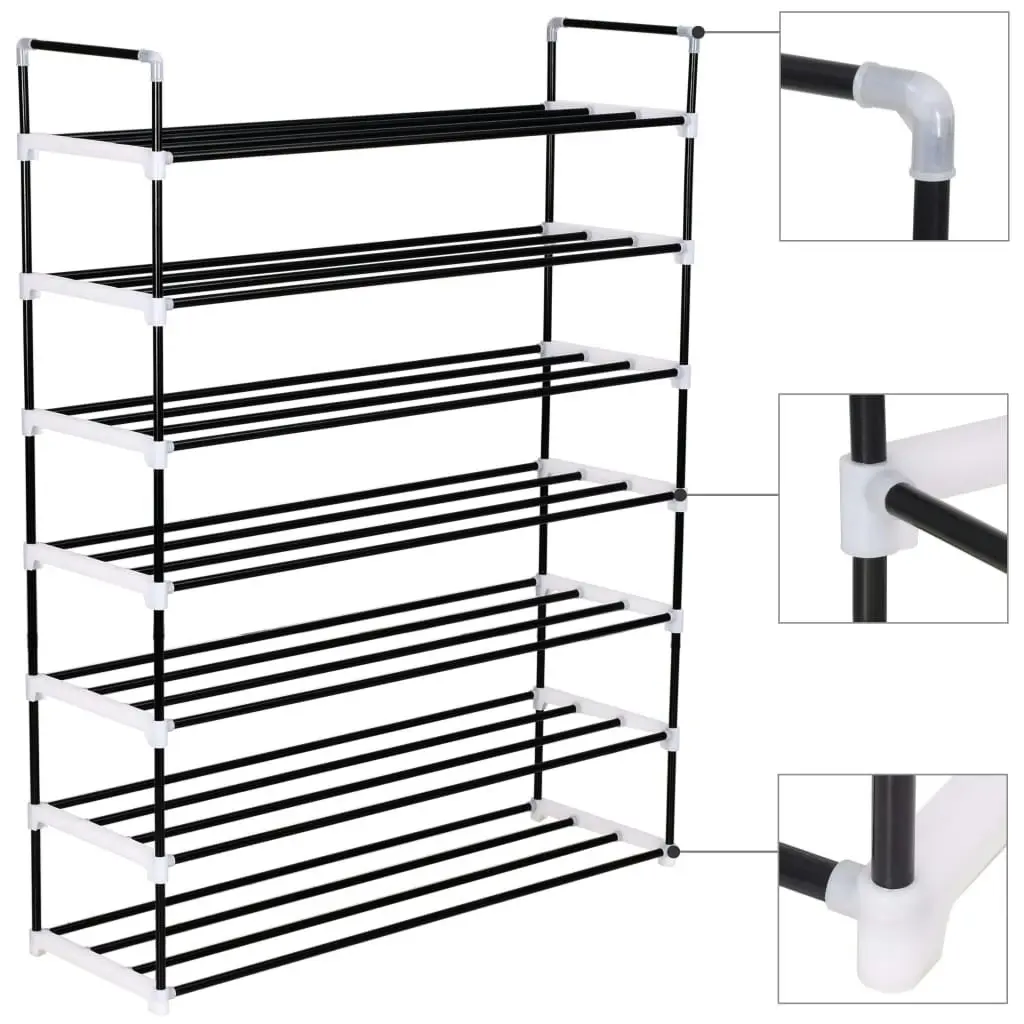 Shoe Rack with 7 Shelves Metal and Plastic Black 245627