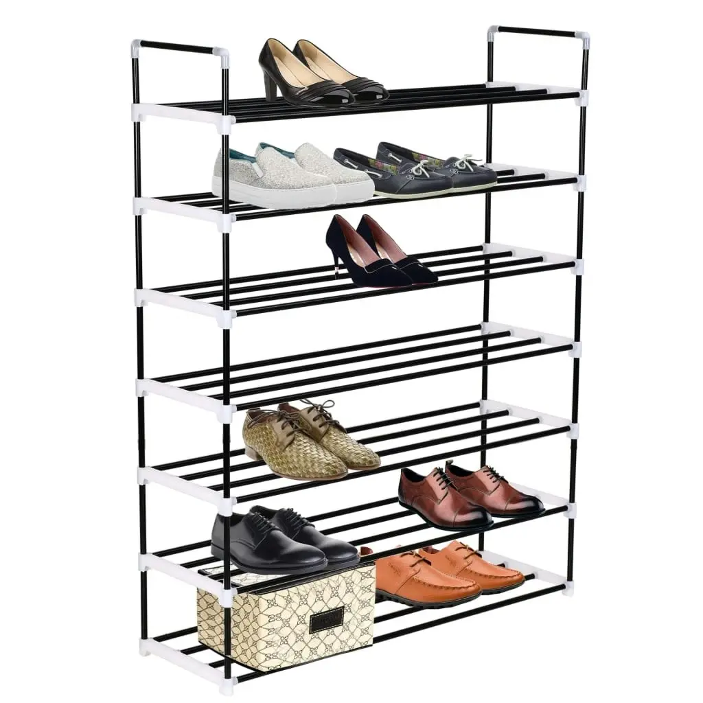 Shoe Rack with 7 Shelves Metal and Plastic Black 245627