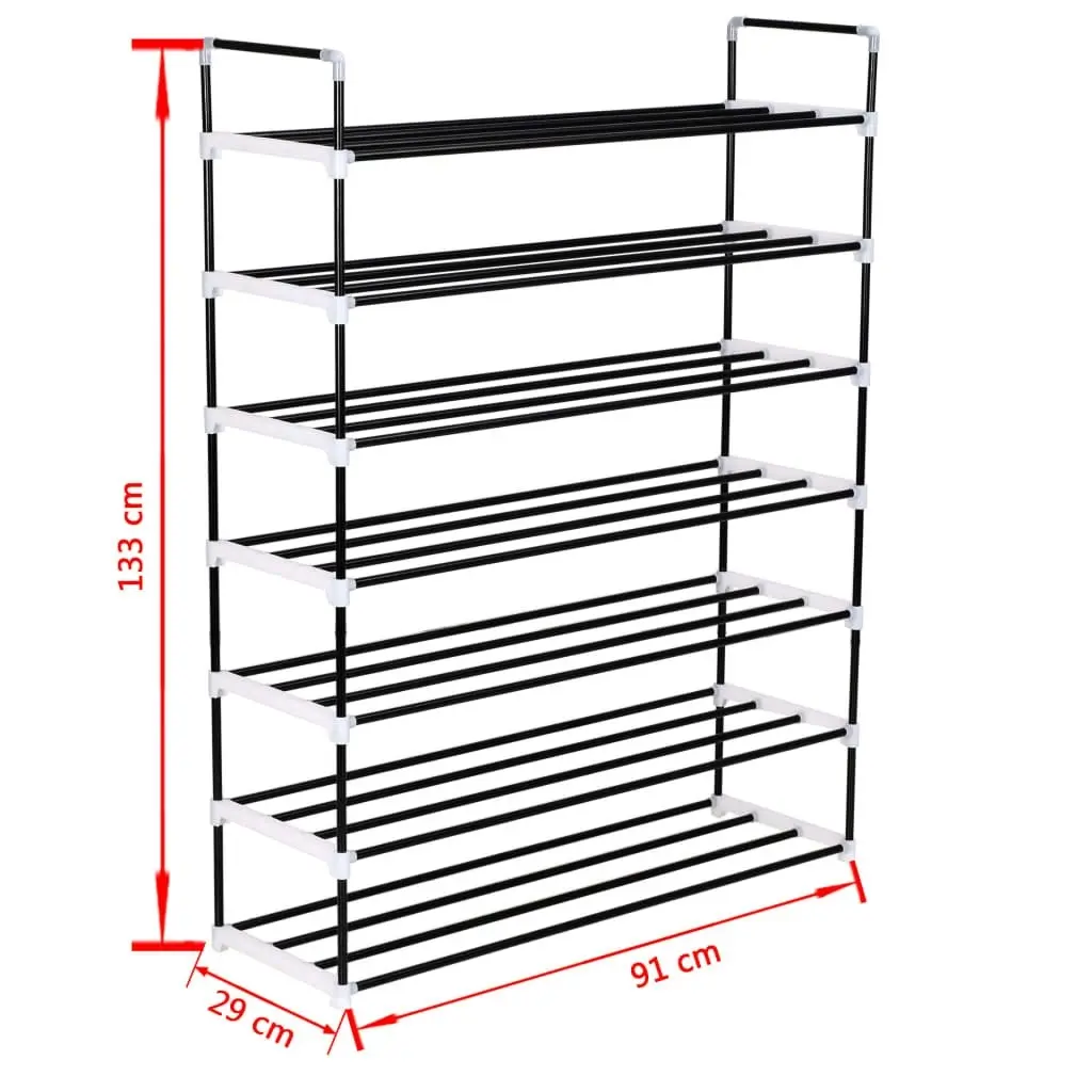 Shoe Rack with 7 Shelves Metal and Plastic Black 245627