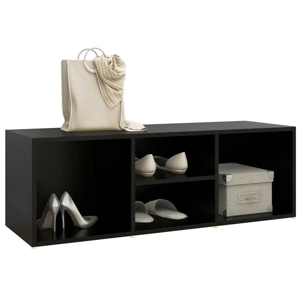 Shoe Storage Bench Black 105x35x35 cm Engineered Wood 804464