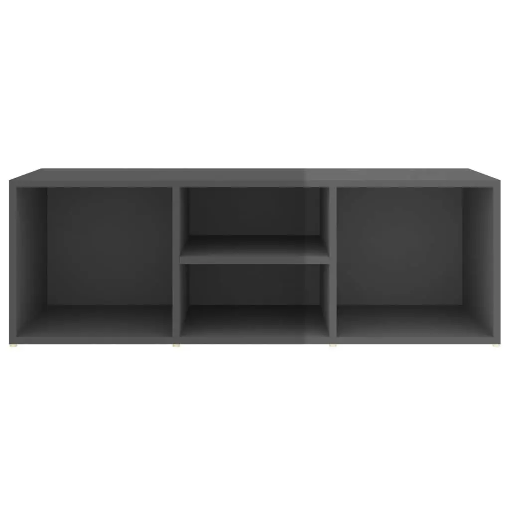 Shoe Storage Bench High Gloss Grey 105x35x35 cm Engineered Wood 804471