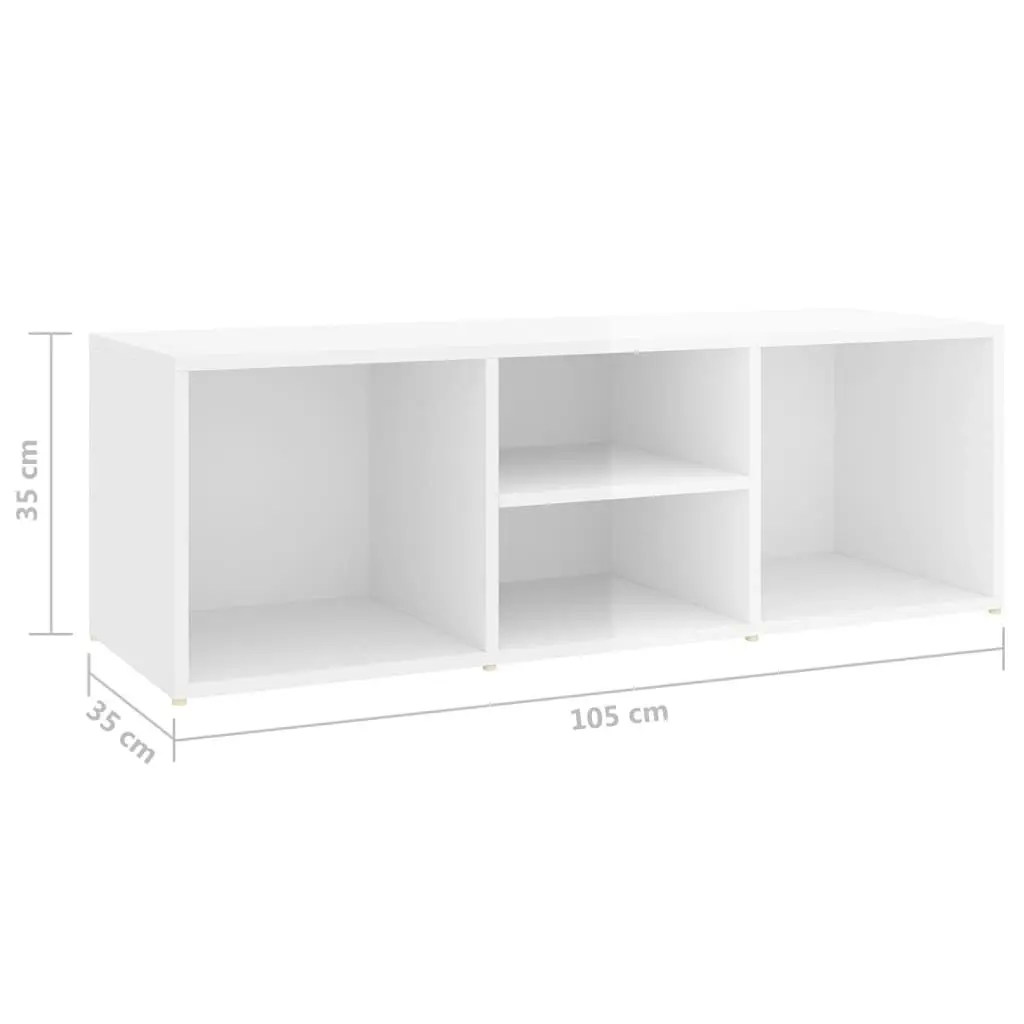 Shoe Storage Bench High Gloss White 105x35x35 cm Engineered Wood 804469