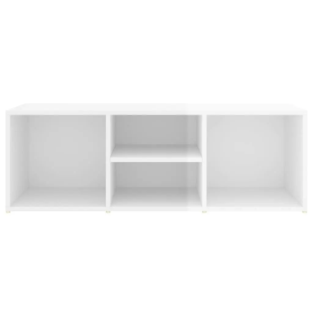 Shoe Storage Bench High Gloss White 105x35x35 cm Engineered Wood 804469