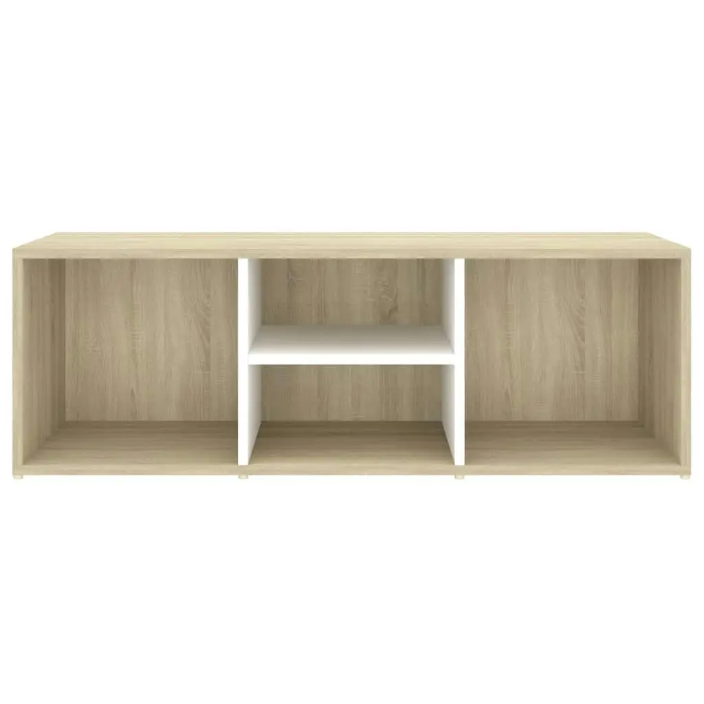 Shoe Storage Bench White and Sonoma Oak 105x35x35 cm Engineered Wood 804468