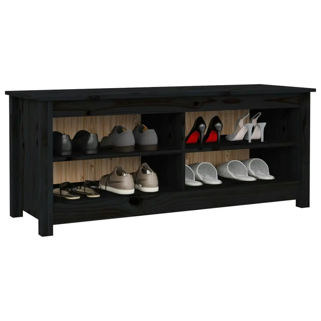 Shoe Bench Black 110x38x45.5 cm Solid Wood Pine 813778