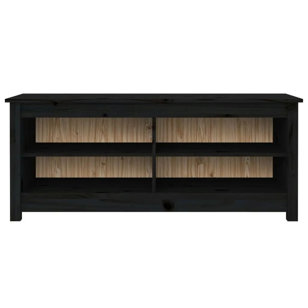 Shoe Bench Black 110x38x45.5 cm Solid Wood Pine 813778