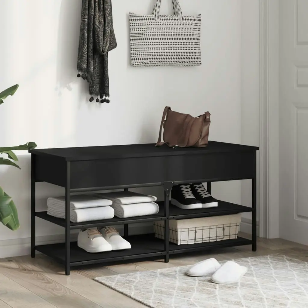 Shoe Bench Black 100x42.5x50 cm Engineered Wood 839033