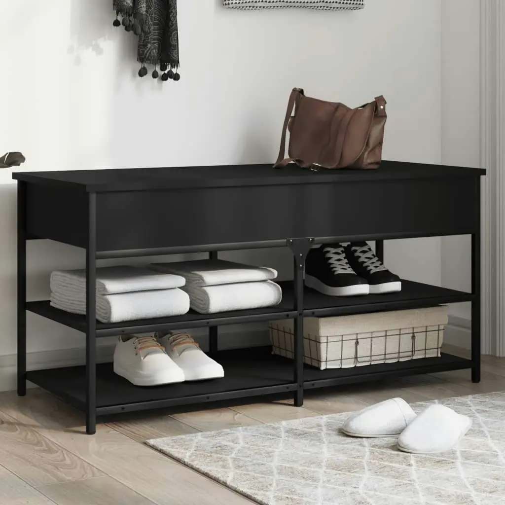 Shoe Bench Black 100x42.5x50 cm Engineered Wood 839033