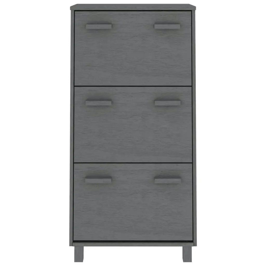 Shoe Cabinet "HAMAR" Dark Grey 59.5x35x117 cm Solid Wood Pine 340514