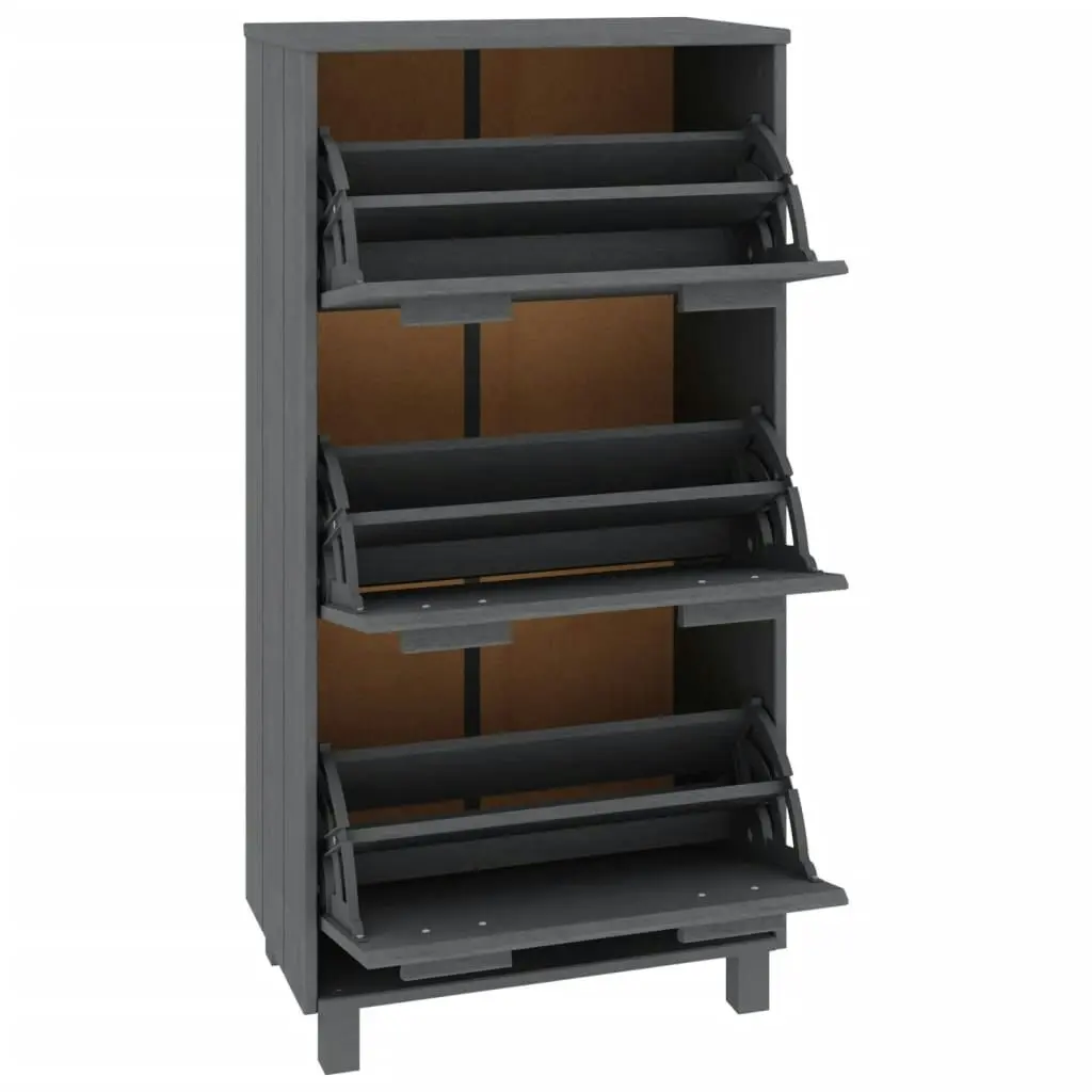 Shoe Cabinet "HAMAR" Dark Grey 59.5x35x117 cm Solid Wood Pine 340514