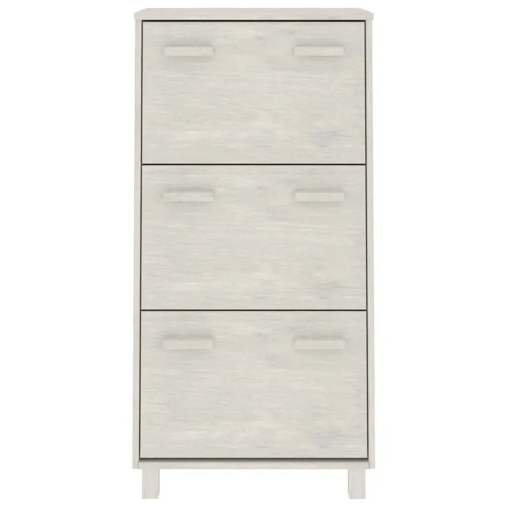 Shoe Cabinet "HAMAR" White 59.5x35x117 cm Solid Wood Pine 340513