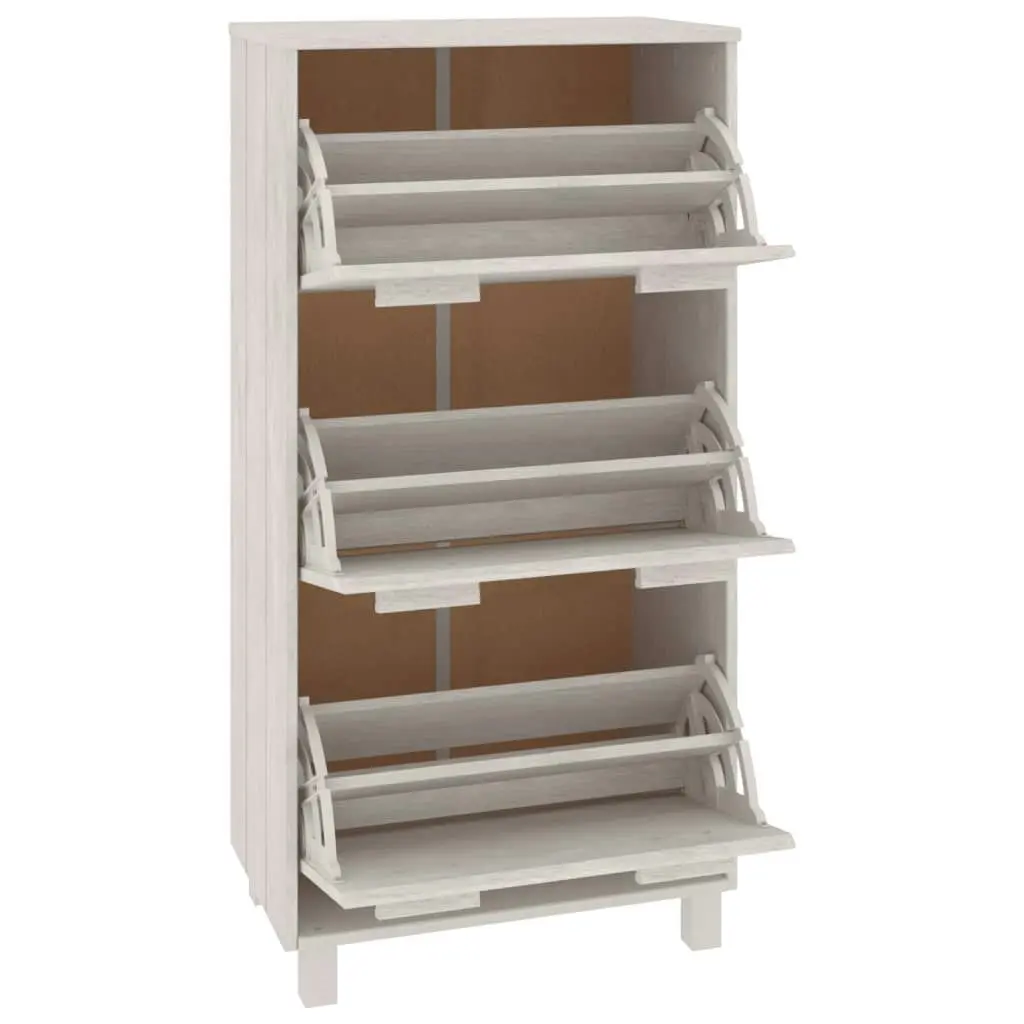 Shoe Cabinet "HAMAR" White 59.5x35x117 cm Solid Wood Pine 340513