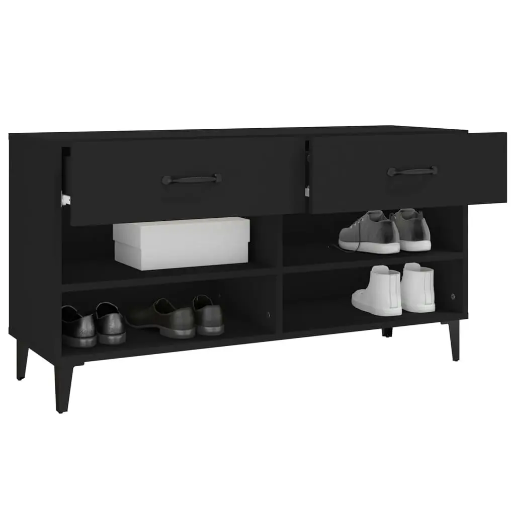 Shoe Cabinet Black 102x35x55 cm Engineered Wood 812826