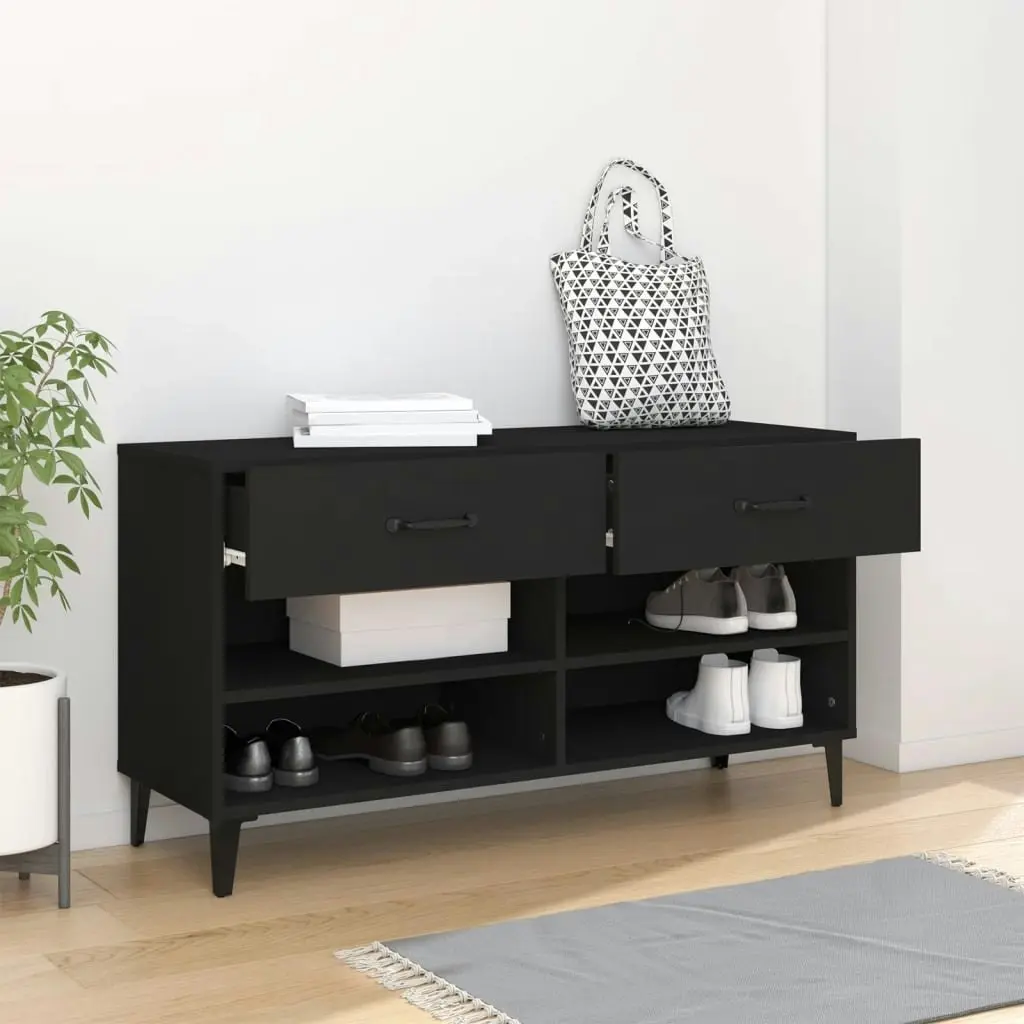 Shoe Cabinet Black 102x35x55 cm Engineered Wood 812826