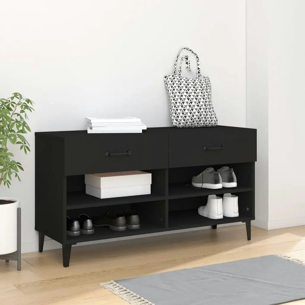 Shoe Cabinet Black 102x35x55 cm Engineered Wood 812826