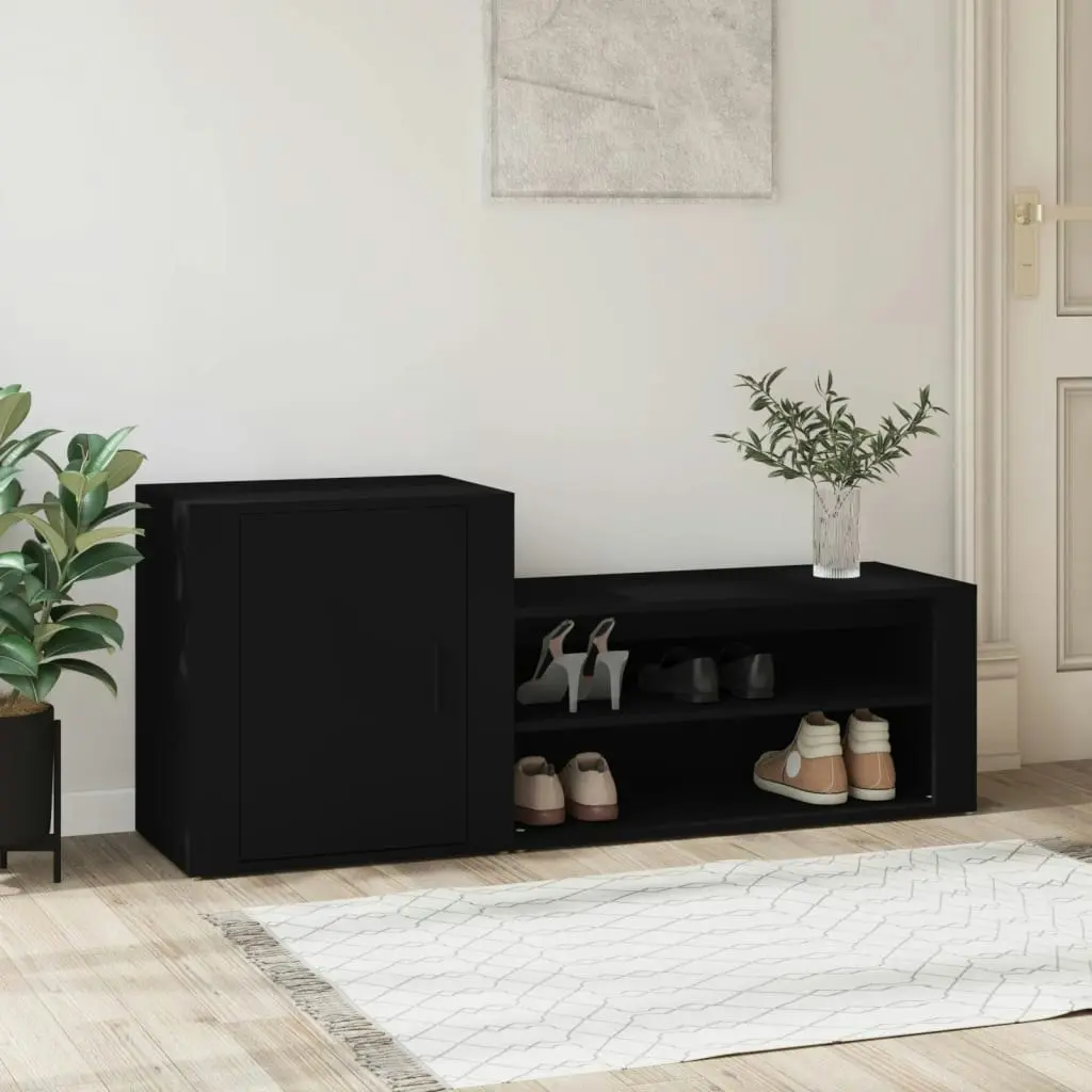 Shoe Cabinet Black 130x35x54 cm Engineered Wood 816745