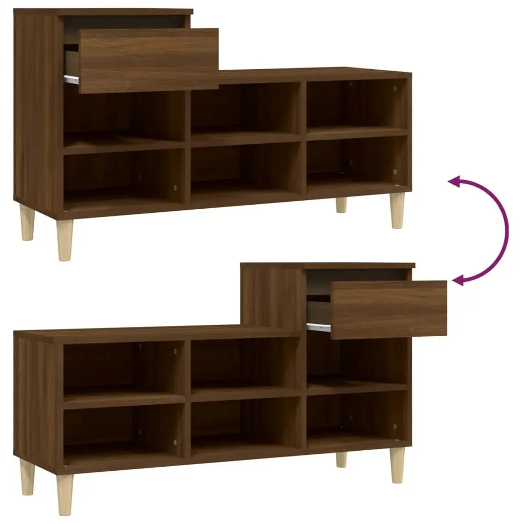 Shoe Cabinet Brown Oak 102x36x60 cm Engineered Wood 821211