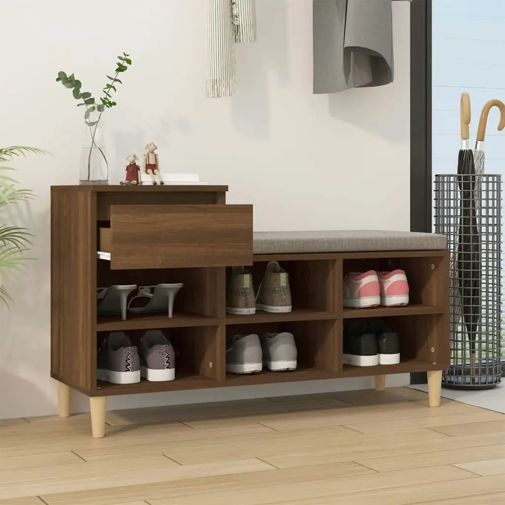 Shoe Cabinet Brown Oak 102x36x60 cm Engineered Wood 821211