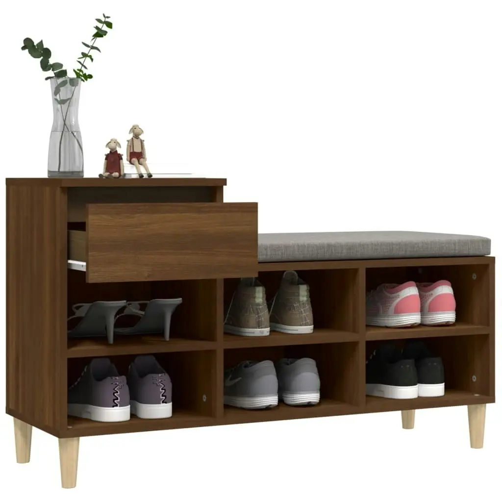 Shoe Cabinet Brown Oak 102x36x60 cm Engineered Wood 821211