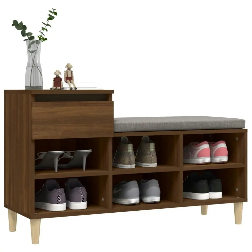 Shoe Cabinet Brown Oak 102x36x60 cm Engineered Wood 821211