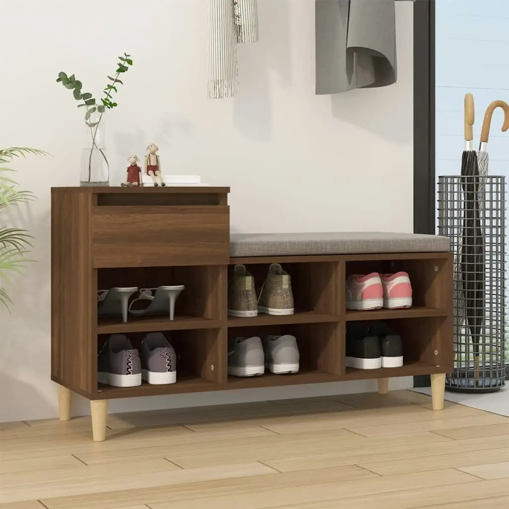 Shoe Cabinet Brown Oak 102x36x60 cm Engineered Wood 821211