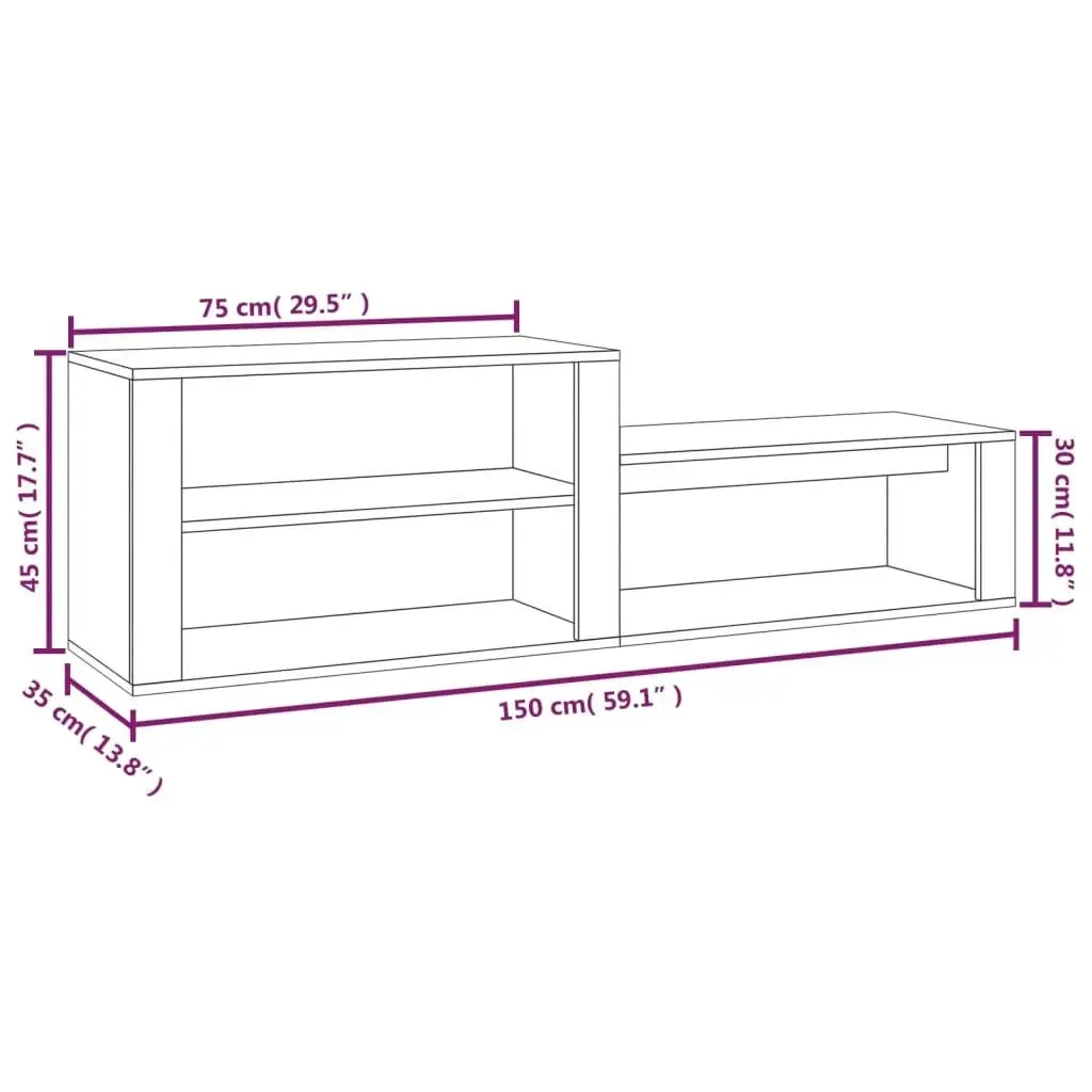 Shoe Cabinet Concrete Grey 150x35x45 cm Engineered Wood 816916