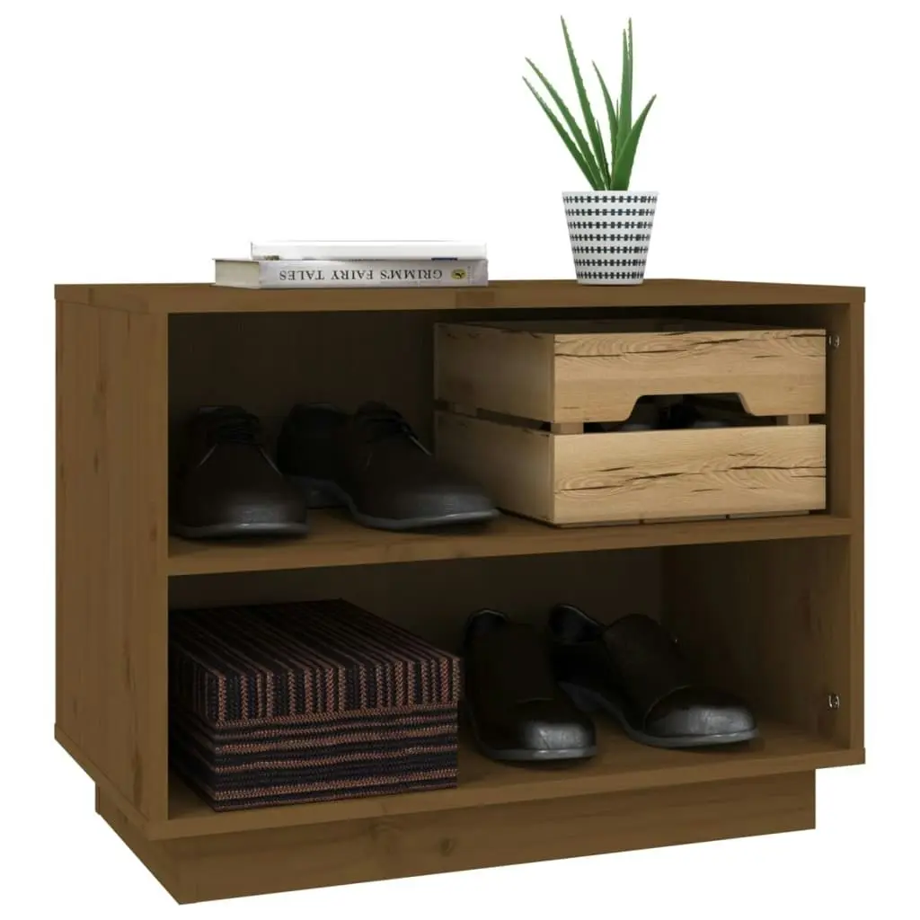 Shoe Cabinet Honey Brown 60x34x45 cm Solid Wood Pine 813548