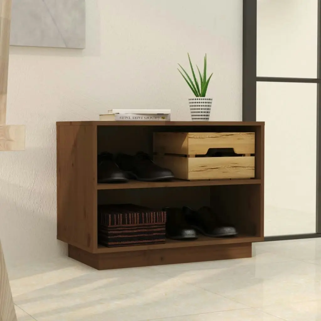 Shoe Cabinet Honey Brown 60x34x45 cm Solid Wood Pine 813548