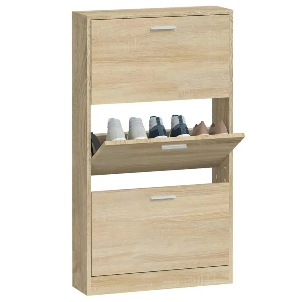 Shoe Cabinet Oak 59x17x108 cm Engineered Wood 342527