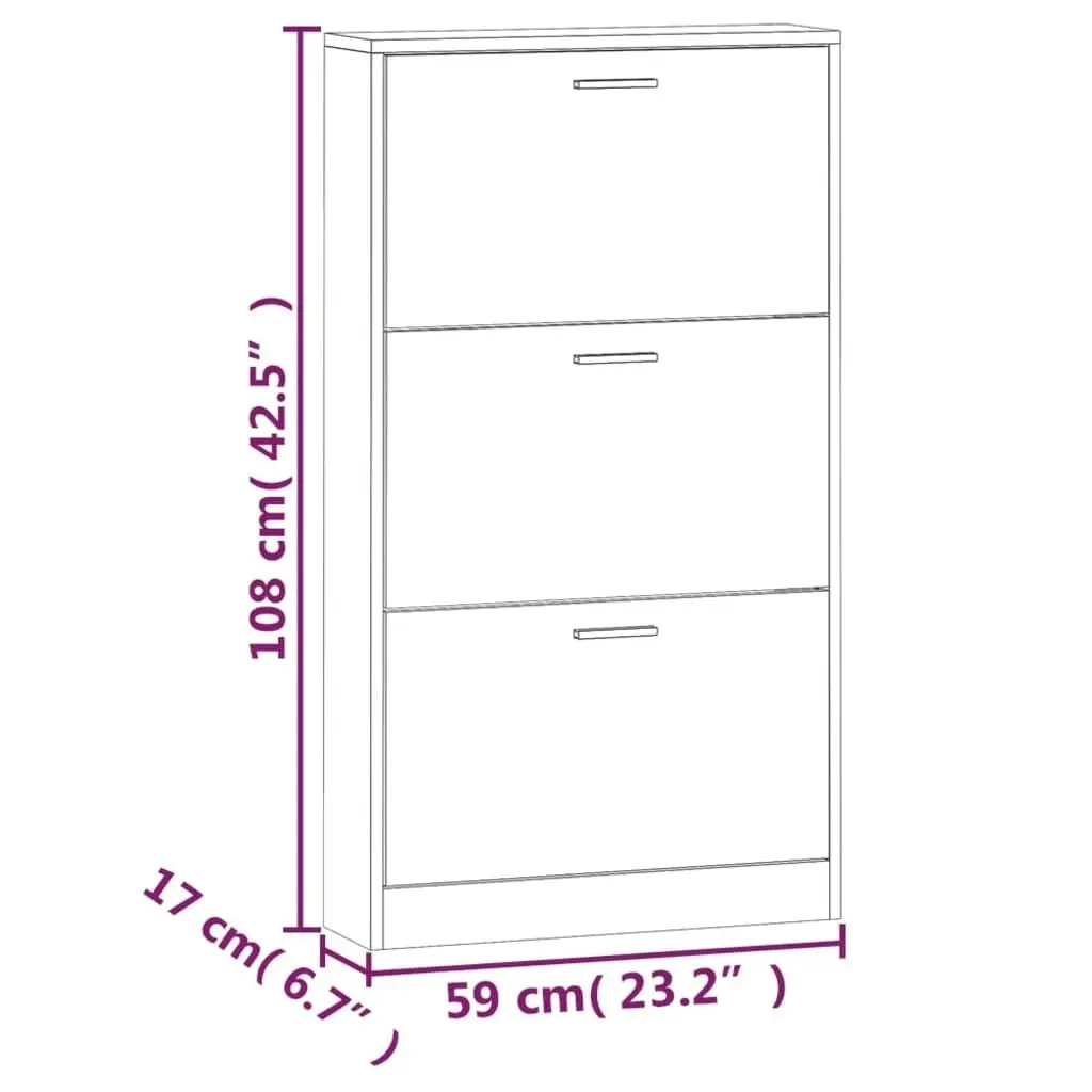 Shoe Cabinet Oak 59x17x108 cm Engineered Wood 342527