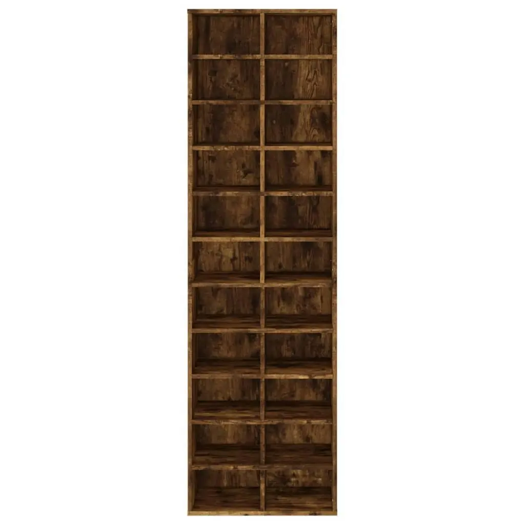 Shoe Cabinet Smoked Oak 54x34x183 cm Engineered Wood 815300