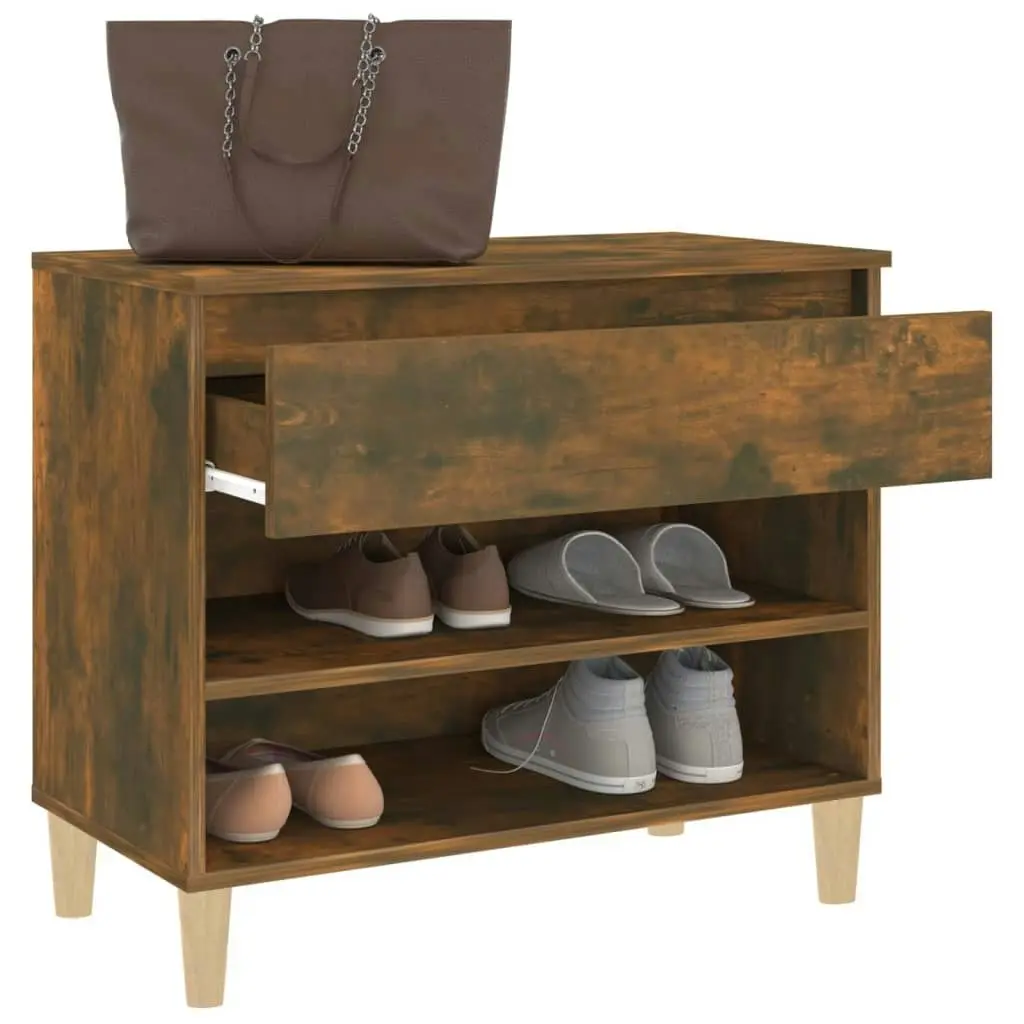 Shoe Cabinet Smoked Oak 70x36x60 cm Engineered Wood 819761